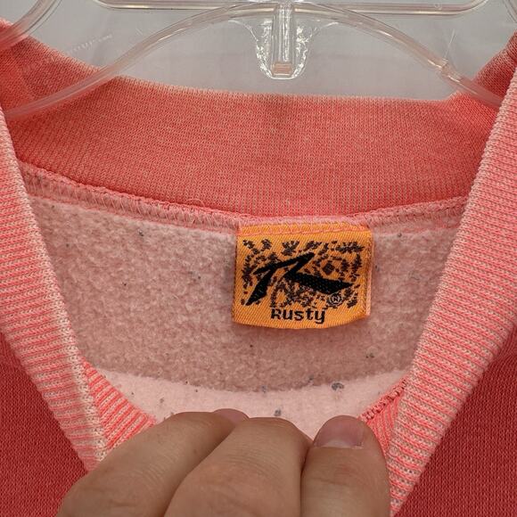 Vintage 80s Rusty Surf Skate Crewneck Sweatshirt Distressed Pink Mens Large RARE - Picture 7 of 16